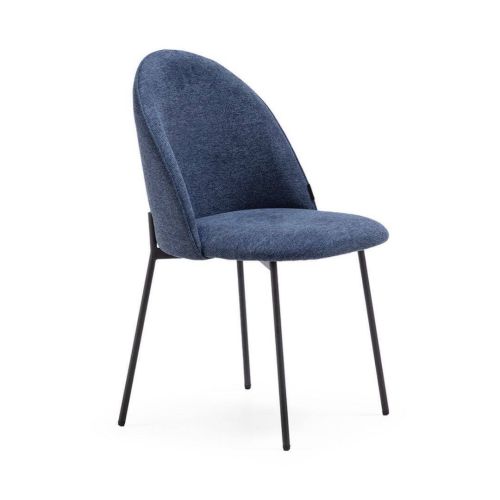 Silla de Comedor Tapizada Azul con Patas Metálicas DC-651