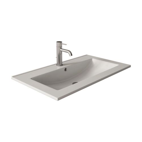 Lavabo de Baño Rectangular en Cerámica Blanco FLAT 80022