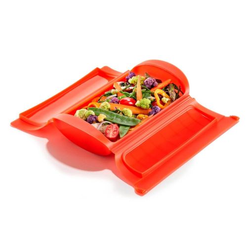 Estuche de Vapor Microondas Silicona Rojo LEKUE 886003