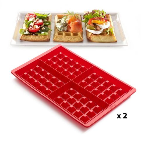 Molde de Gofres Silicona Rojo 2 Unidades LEKUE 880445