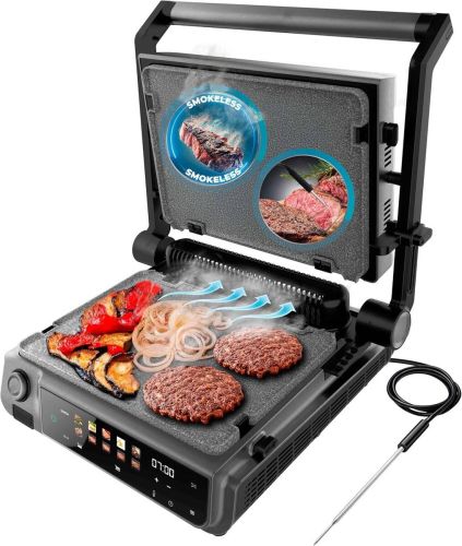 Grill Eléctrico Smokeless 2000 W con Función Smash ROCK`NGRILL CECOTEC A01_EU01_109142