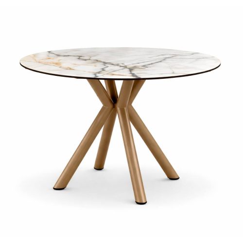 Mesa de Jardín Redonda en Aluminio Simil Madera PALAWAN