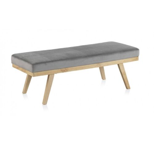 Banqueta Tapizada con Terciopelo Gris GABAR 8110
