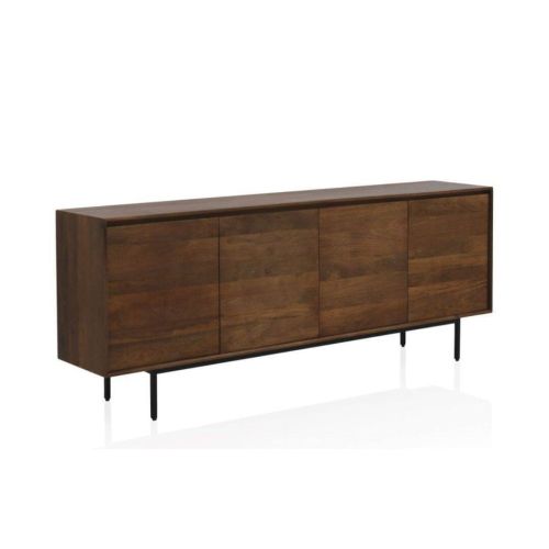 Aparador bajo con 4 puertas lisas de madera de mango natural GABAR 10821