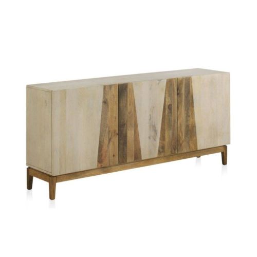 Aparador color blanco patinado con 3 puertas y patas de madera GABAR 11037