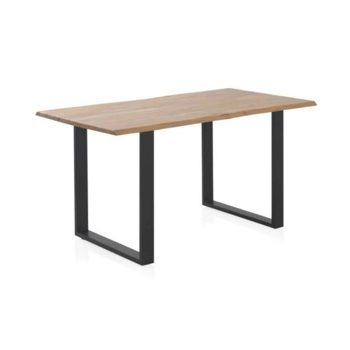 Mesa de comedor de 140x80 cm en madera maciza de acacia color natural GABAR 10831