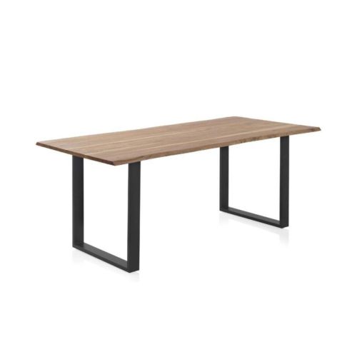 Mesa de comedor de 180x90 cm en madera maciza de acacia color natural GABAR 10833