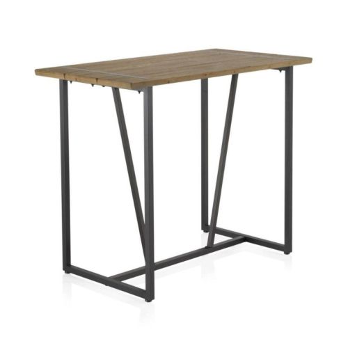 Mesa alta con encimera de madera de abeto color natural GABAR 10958