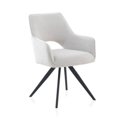 Sillón tapizado en color beige con patas metálicas negras GABAR 11058/1
