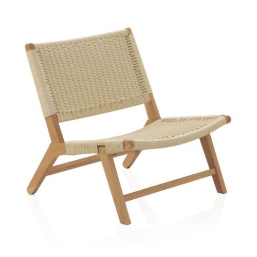 Sillón de madera de haya con acabado natural y asiento y respaldo trenzados GABAR 10874