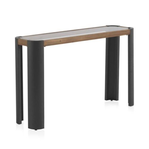 Consola metálica con madera y cristal en color natural GABAR 10950