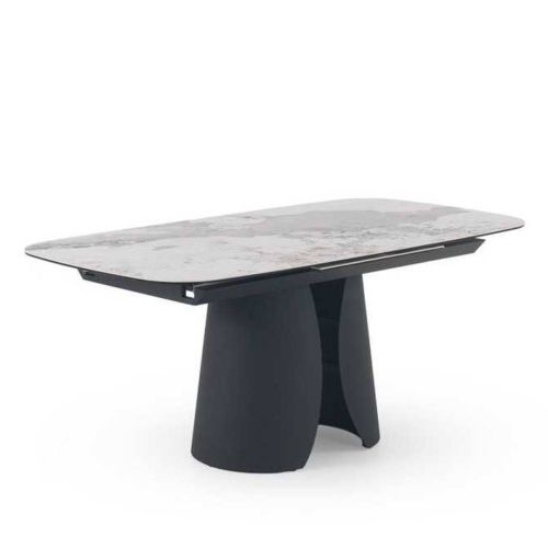 Mesa de Comedor Extensible con Pie Central Metálico Negro GABAR 11603