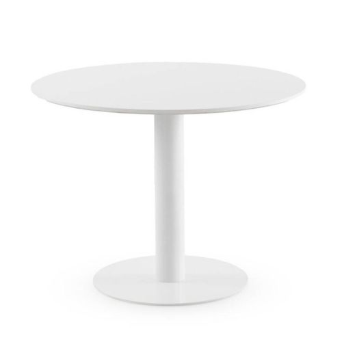 Mesa de Comedor Redonda 100 cm Blanca con Pie Central Metálico GABAR 11455