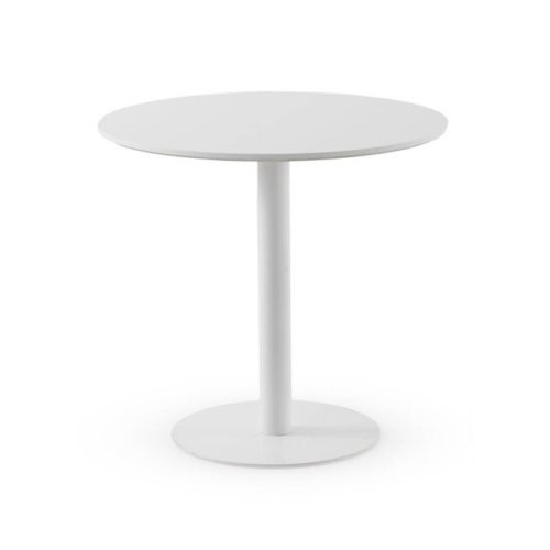 Mesa de Comedor Redonda 80 cm Blanca con Pie Central Metálico GABAR 11452