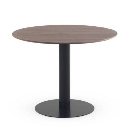 Mesa de Comedor Redonda 100 cm Nogal con Pie Central Metálico GABAR 11453
