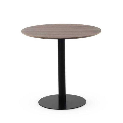 Mesa de Comedor Redonda 80 cm Nogal con Pie Central Metálico GABAR 11450