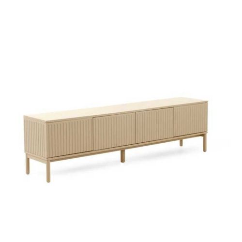 Mueble de TV MDF Beige Arena con Puertas Acanaladas GABAR 11518