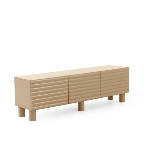 Mueble de TV MDF Beige Arena con Relieve Ondulado GABAR 11522