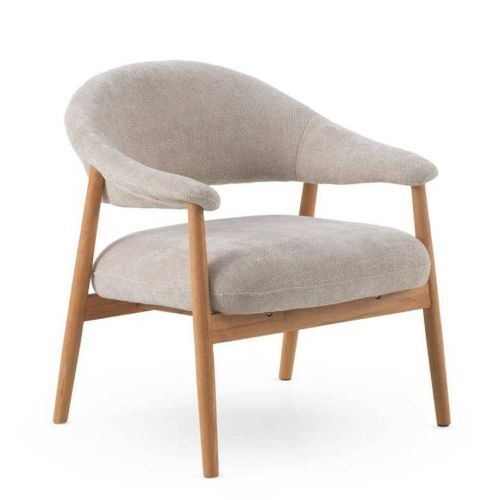 Sillón Pequeño de Madera de Roble Tapizado Blanco GABAR 11687