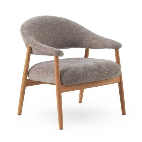 Sillón Pequeño de Madera de Roble Tapizado Topo GABAR 11688