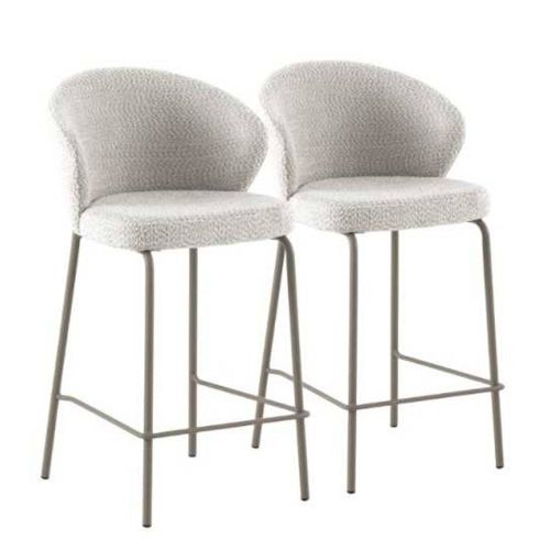 Juego de 2 Taburetes con Respaldo Tapizados en Chenilla con Patas Metal GABAR