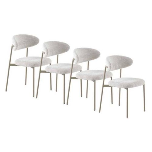 Juego de 4 Sillas de Comedor Tapizadas en Chenilla con Patas Metálicas GABAR