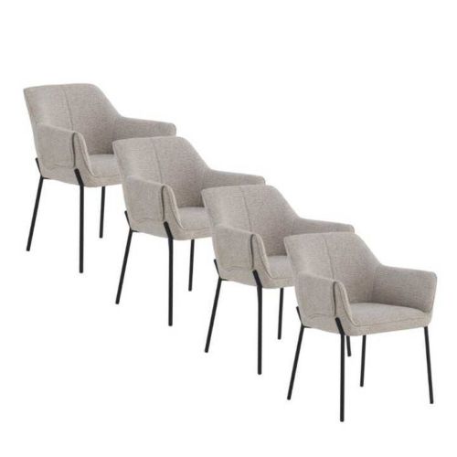 Juego de 4 Sillas de Comedor con Reposabrazos en Chenilla GABAR