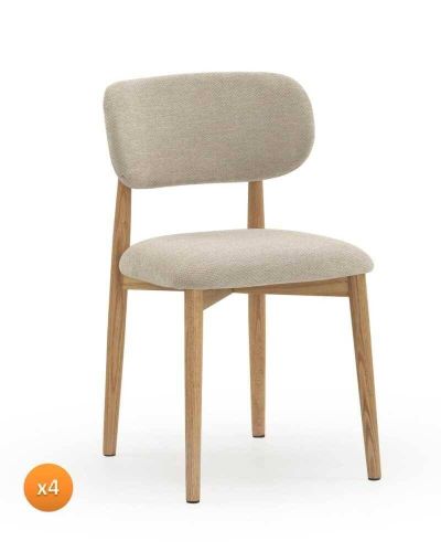Pack de 4 Sillones de 46 cm Madera-Chenilla Beige GABAR 11335
