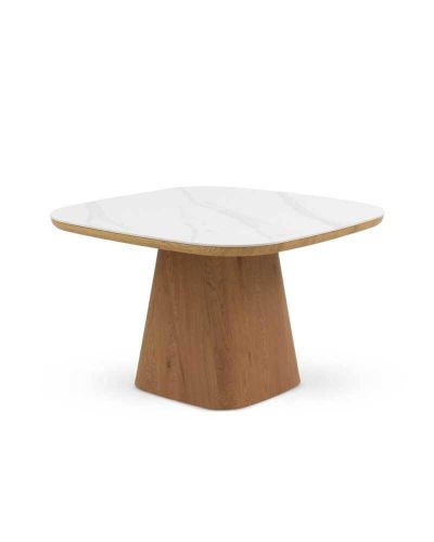 Mesa de Comedor Cuadrada de Madera-Cerámica Blanca GABAR 11419