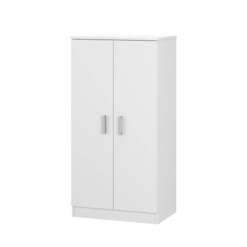 Zapatero-armario de melamina de 2 puertas con 6 baldas color blanco 007813O