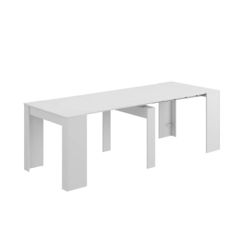 Mesa multifunción extensible de melamina blanca con 5 posiciones 004580BO