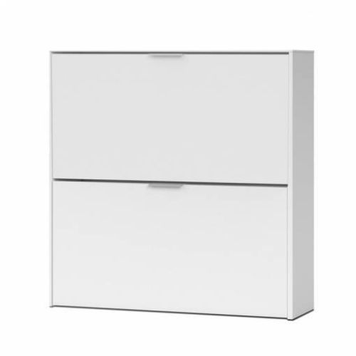 Zapatero abatible blanco de melamina de 2 puertas acabado blanco 007873O