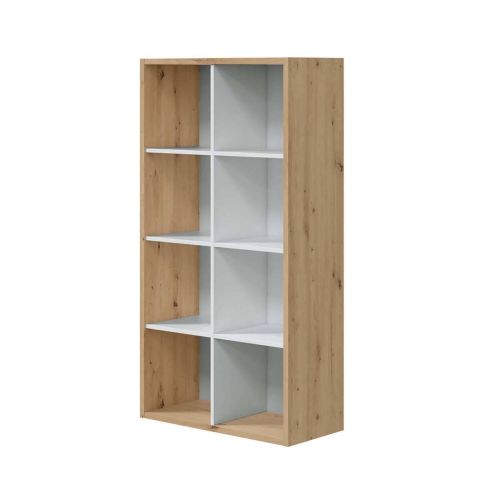 Estantería alta roble nodi y blanco Artik de melamina 015419W