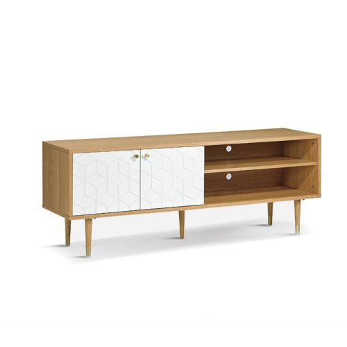 Mueble TV 2 Puertas de Estilo Nórdico en color Roble NOVO