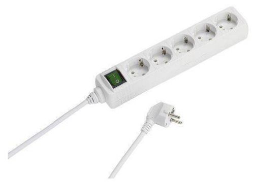 Regleta VIVANCO 5 Tomas con Interructor Blanco - 1.4 metros cable 27016