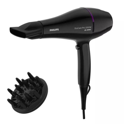Secador PHILIPS 2200w AC Ionico Profesional con Difusor y Negro BHD274/00
