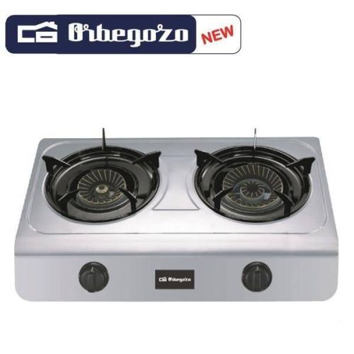Hornillo de Gas Inox 2 Fuegos Encendido Piezoeléctrico FO2700