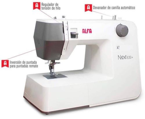 Máquina de Coser Alfa 19 Diseños Ojal Automático NEXT 830+