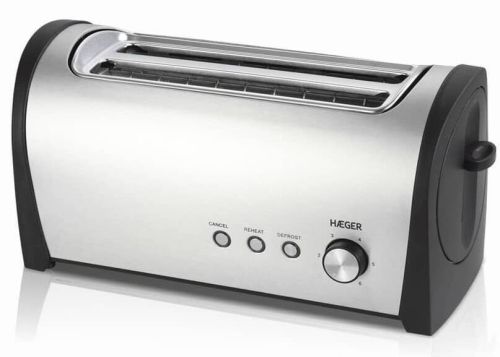 Tostador HAEGER 2 Ranuras Largas Inox Desayuno Plus Multifunción TO14D010A