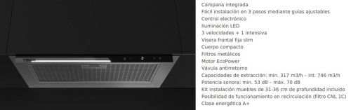 Campana Integrable Teka GFI 67350 EOS Inox 60cm 750m3/h 113110002