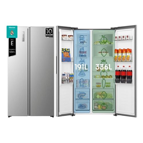 Frigorífico Side by Side Hisense Clase E Inox RS3P538NAIE