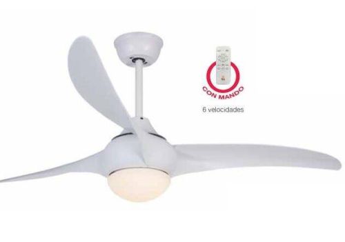 Ventilador Techo FM DC 132 cm Luz LED 6 Velocidades Blanco VT1300L