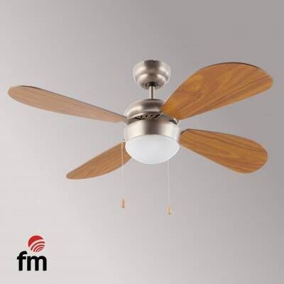 Ventilador Techo FM 105 cm 4 Aspas Madera con Luz VT-105