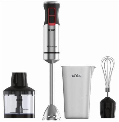 Batidora de mano Solac 1200W, picadora, varillas, vaso medidor BA5616