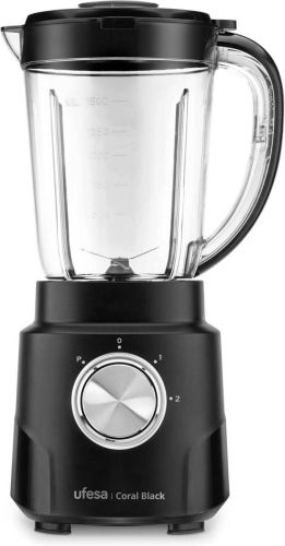 Batidora de Vaso Ufesa 1.5L 2 Velocidades + Turbo 4 Cuchillas Inox Coral Black PROTE CORALBLACK
