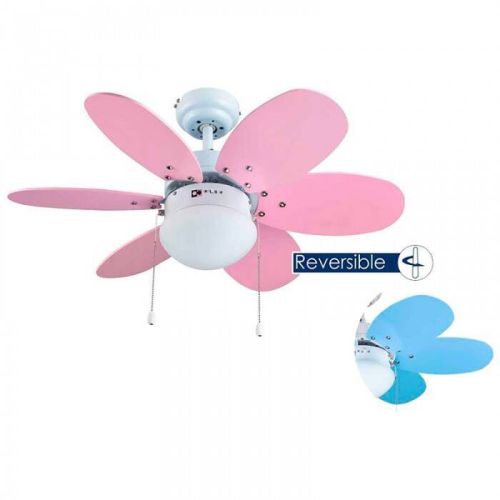 Ventilador Techo Bastilipo Aguadulce 75cm 6 Palas Rosa/Celeste Mando 2833