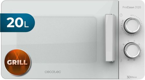 Microondas con Grill Blanco 20L Revestimiento Ready2Clean PROCLEAN CECOTEC 3120