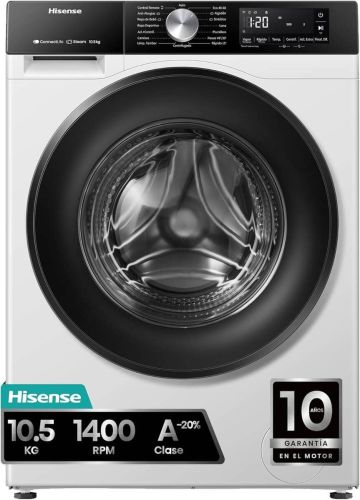 Lavadora Hisense 10,5 kg 1400 rpm Clase A Wi-Fi Vapor WF3S1043BW1