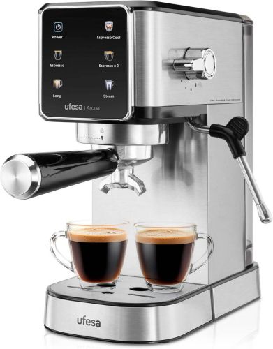 Cafetera Express con 20 Bares y Panel Táctil UFESA ARONA