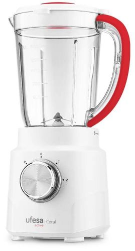 Batidora de Vaso Ufesa Coral 1.5L 2 Velocidades+Turbo 4 Cuchillas Acero Inox BS4716